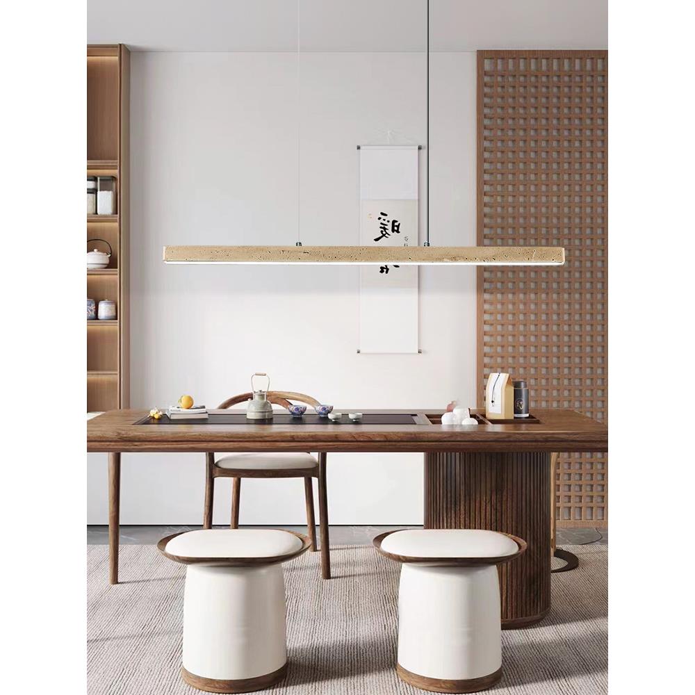 侘寂风餐厅吧台吊灯现代简约奶油风黄洞石日式禅意设计师茶室灯具