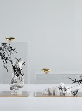 现代客厅假山石摆件办公室样板房亚克力家居客厅书房茶几软装饰品