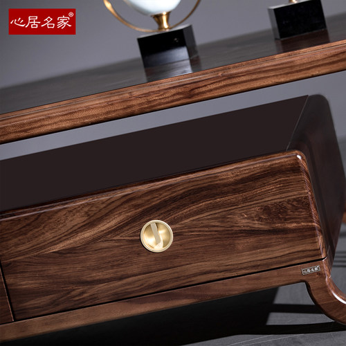 ? 实木茶几新中式客厅家具乌金木小斑马功夫茶台桌整