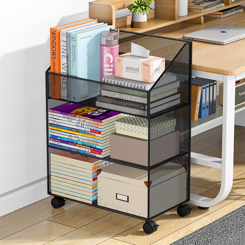 可移动书架置物架儿童玩具收纳层架家用小推车带轮学生多层落地书