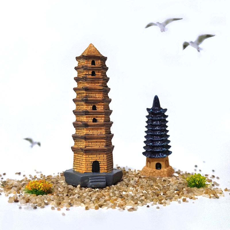 中式迷你宝塔微景观九层宝塔延安宝塔盆景造景装饰鱼缸沙盘小摆件