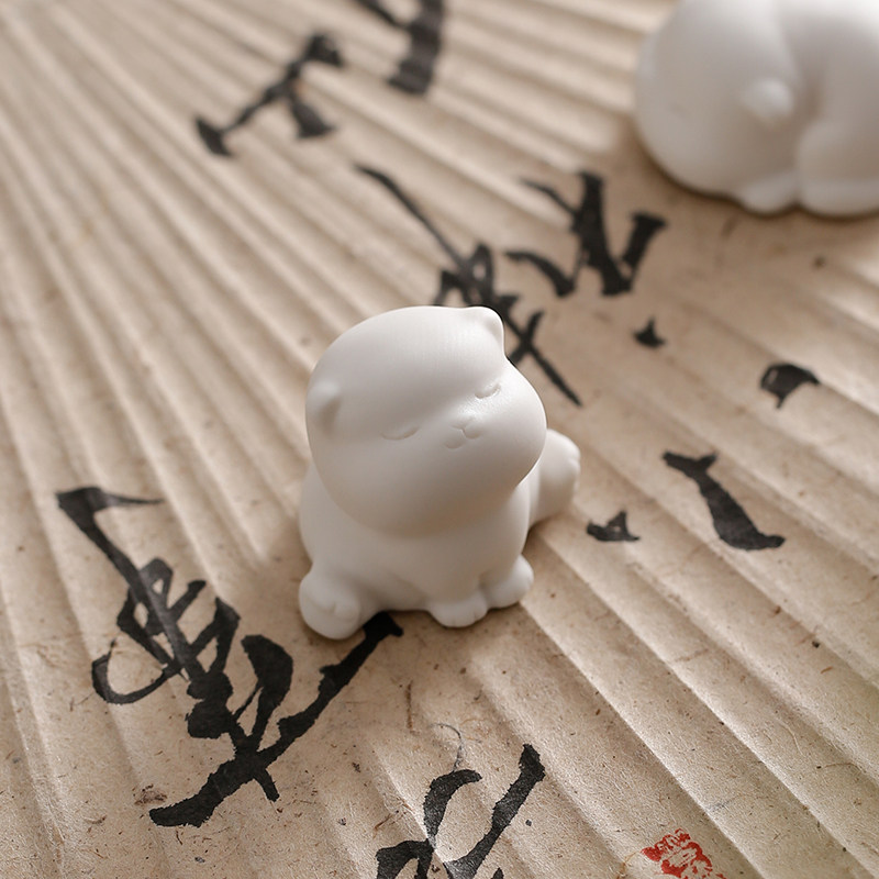 可爱呆萌小猫鱼缸花盆盆栽造景观装饰品桌面茶宠摆件陶瓷卡通动物