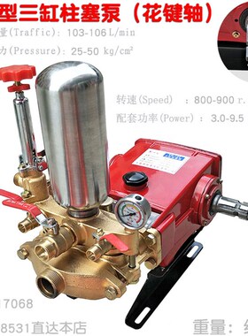 120型花键轴三缸柱塞泵 高压喷雾器压力远程抽水机头农用清洗雾化