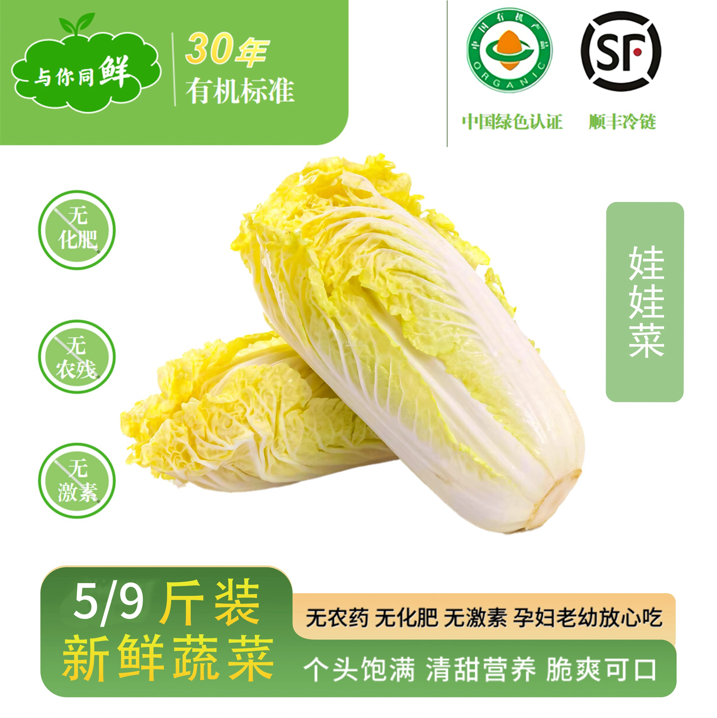 （顺丰冷链）新鲜蔬菜有机娃娃菜现摘现发农家自种娃娃菜