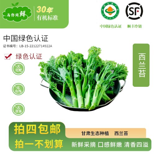 （顺丰冷链)新鲜有机蔬菜西兰花苔自种现摘现发西兰花西兰苔辅食