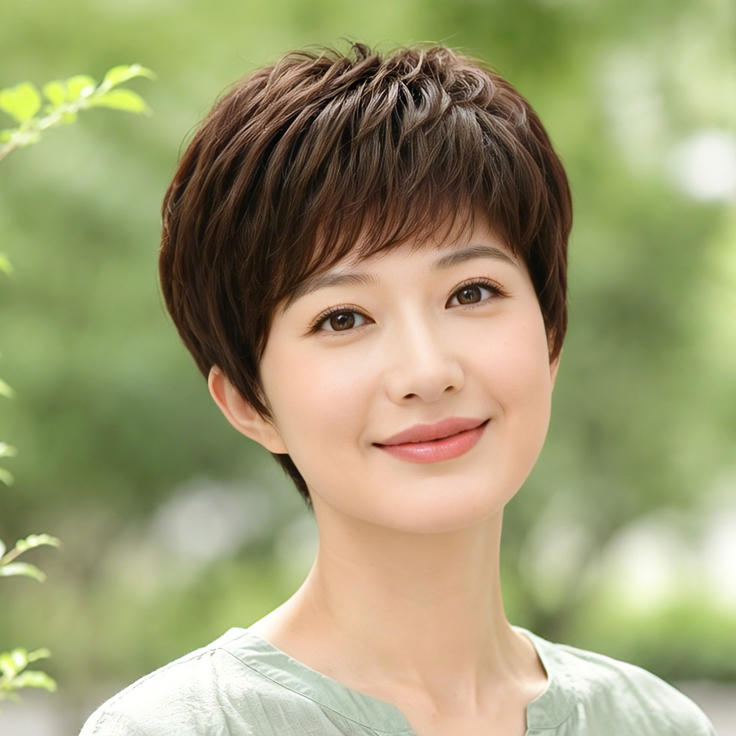 假发全头套女真人发丝短发中老年妈妈款时尚纹理烫卷发直发假发套