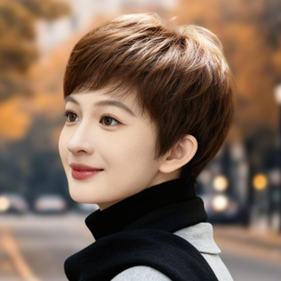 假发真发全真人发全头套女士中老年妈妈款短发卷发自然手织真头发