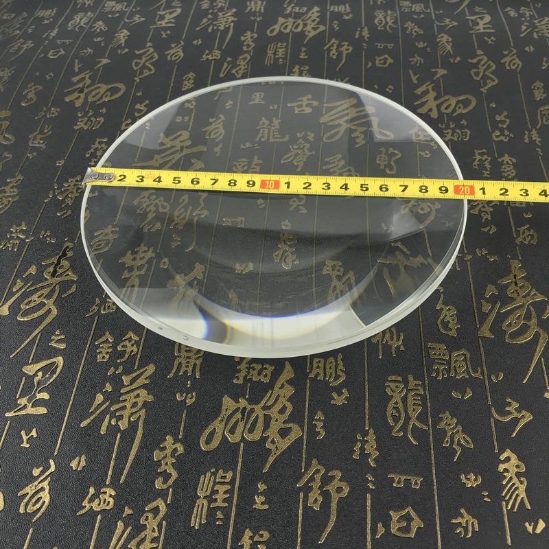 20CM平凸光学放大镜片10倍检验双凸透镜200MM单面凸二十公分直径
