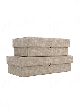 MOON慕空间现代样板间鳄纹信封箱卡其色收纳盒衣帽间摆件软装装饰