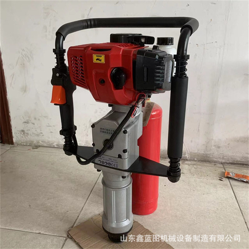 手提式汽油动力方管角钢植入打桩机工程抢险便携式立柱打桩锤