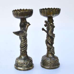 金属工艺品结婚新婚卧室家居装饰纯铜龙凤烛台摆件