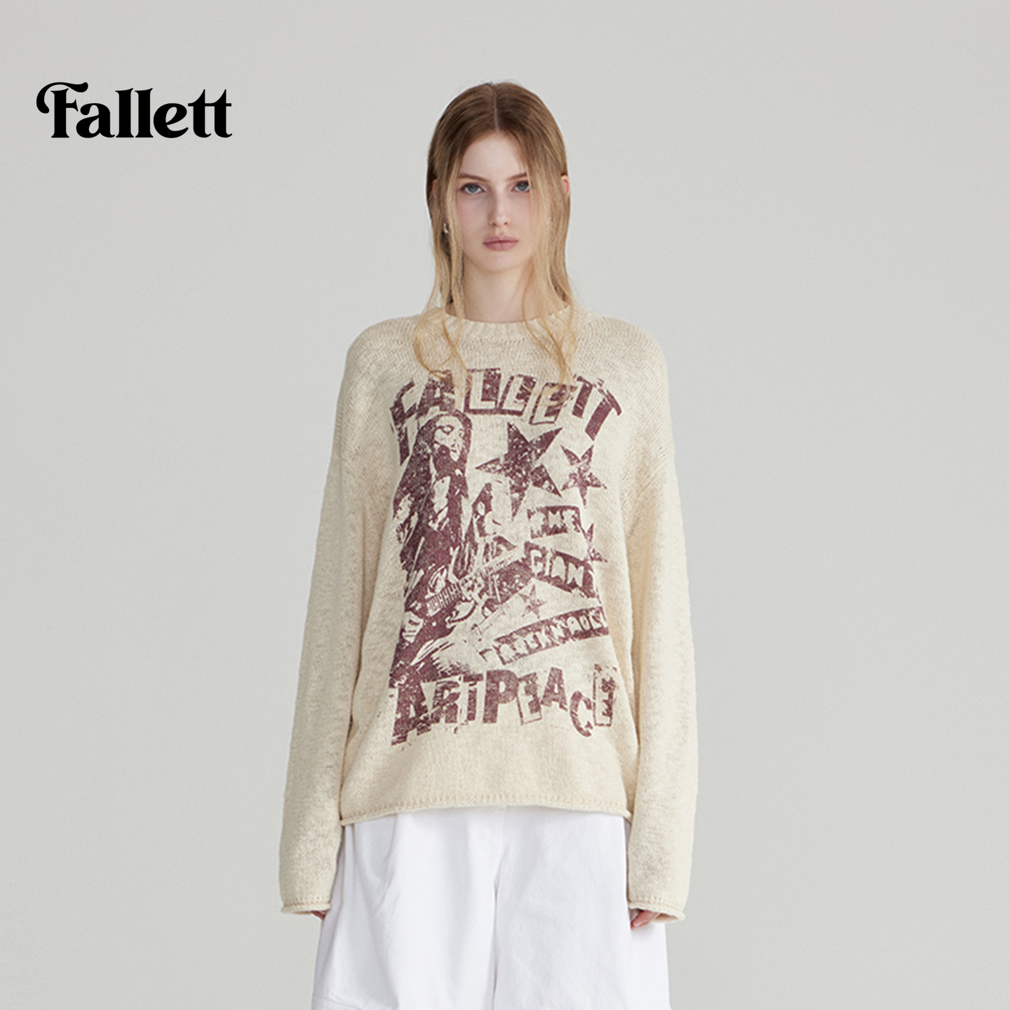 fallett韩国毛衣宽松慵懒高级感