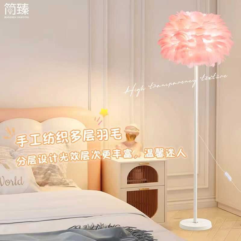 卧室床头沙发少女网红温馨浪漫主播补光羽毛灯客厅装饰摆件落地灯
