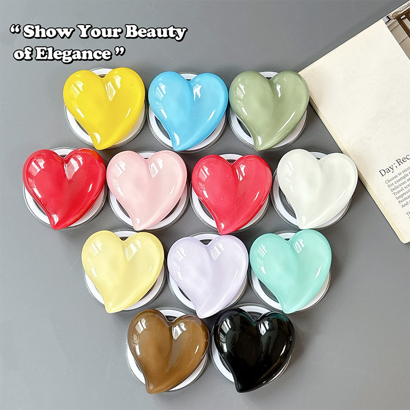 纯色爱心手机气囊支架磁吸伸缩粘贴桌面看剧背贴韩国ins风便携式