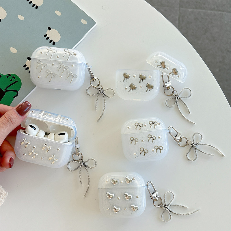 适用苹果Airpods4代蝴蝶结福袋皇冠耳机套Airpodspro3代蓝牙保护壳领结吊坠Airpods1/2代防摔保护套女款创意