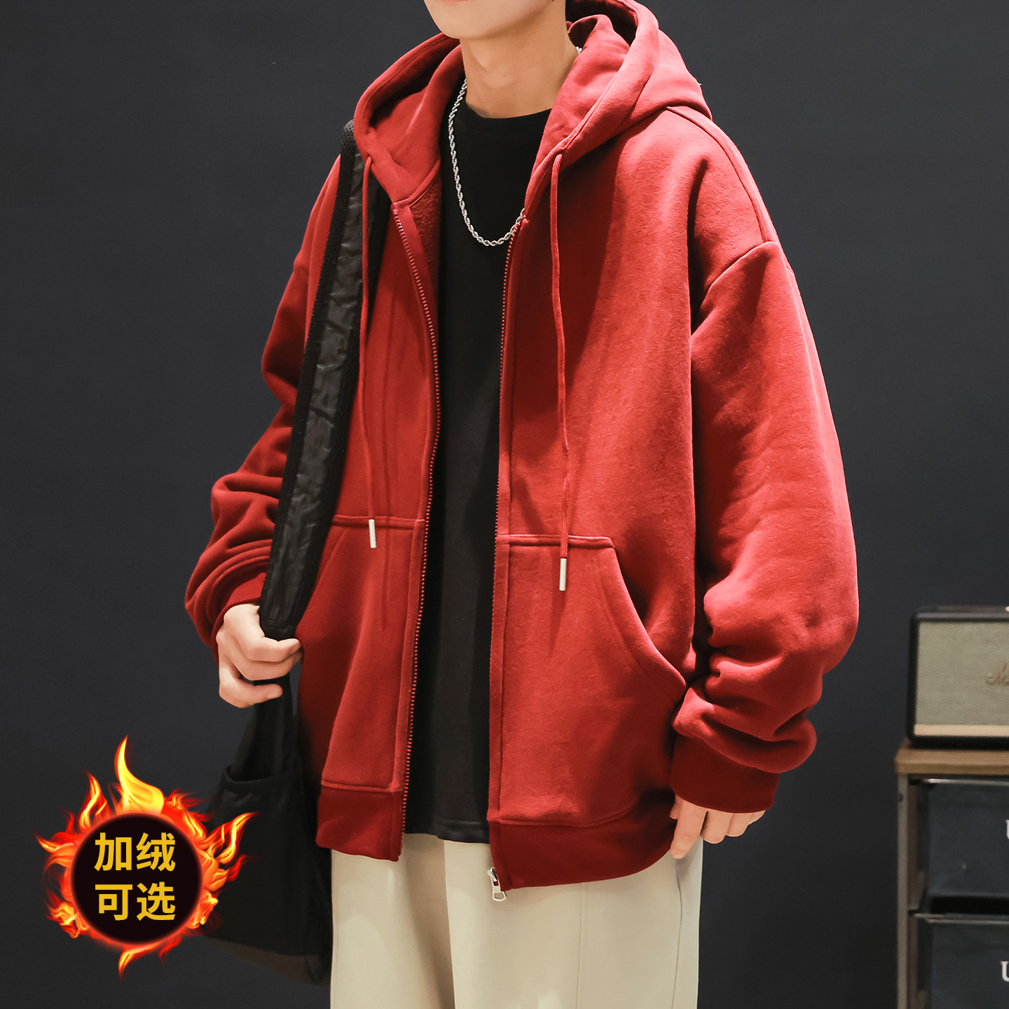 青少年保暖简约纯色运动棒球服男