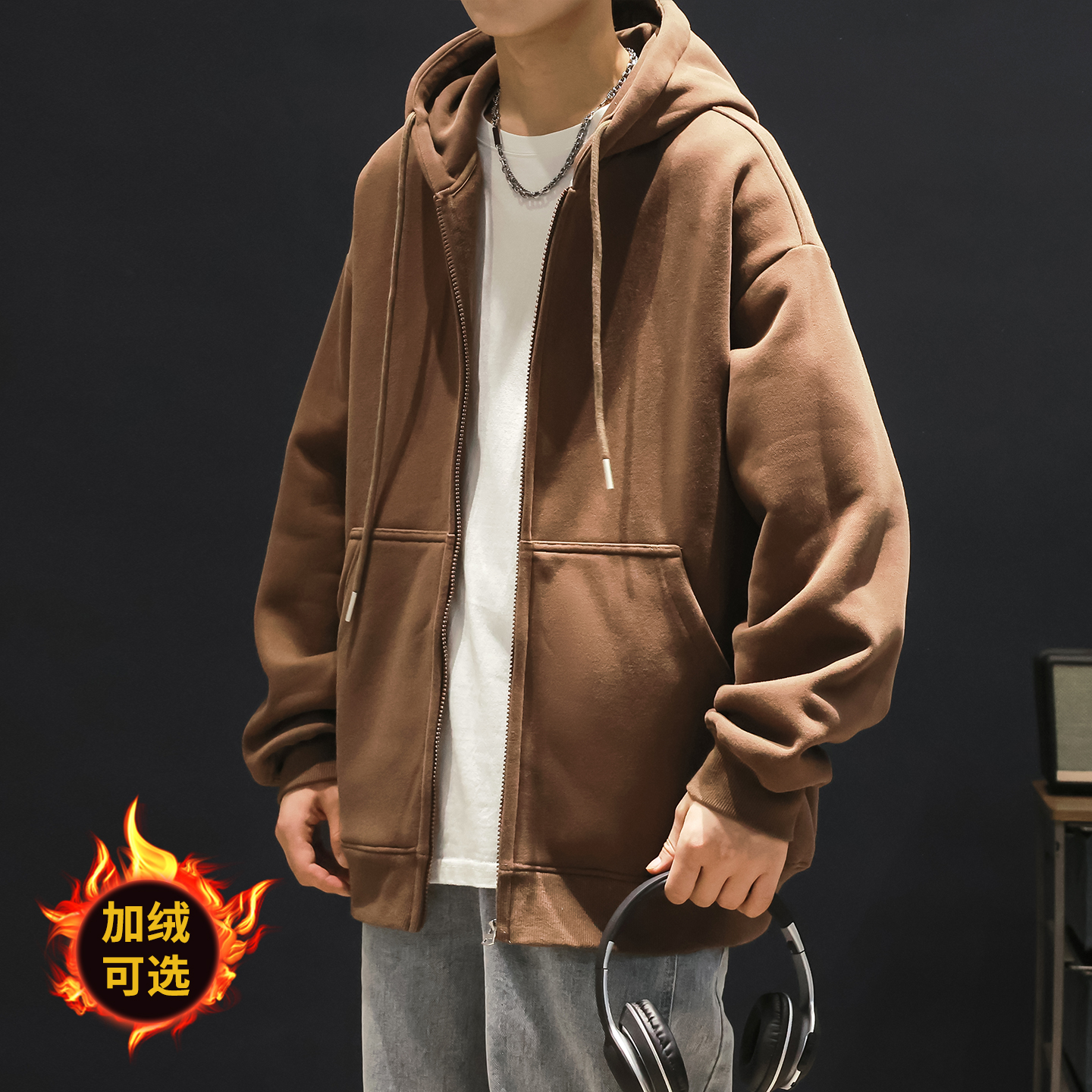 青少年保暖简约纯色运动棒球服男