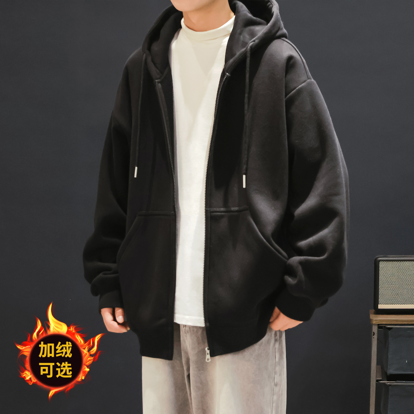 青少年保暖简约纯色运动棒球服男