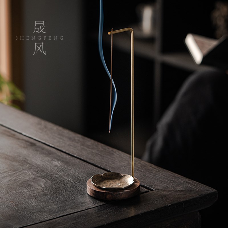 倒挂香器胡桃木创意线香香u插 檀香倒流香炉禅意摆件中式熏香摆件