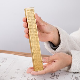 黄铜万字纹佛法镇纸镇尺创意礼品毛笔书法压纸定制