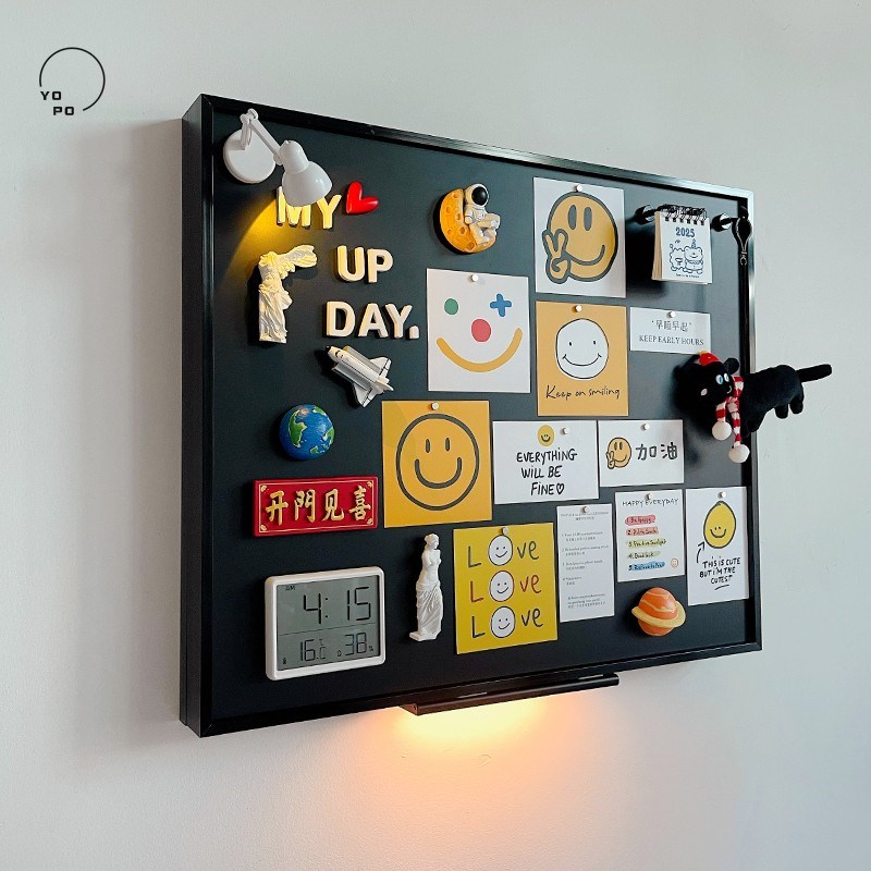 yopo创意20迷你日历励志多功能留言板金属黑板磁吸照片