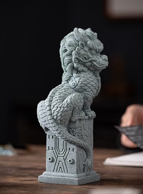 青砂石龙摆件2024龙年新年创意鱼缸造景家居客厅办公室桌面装饰品