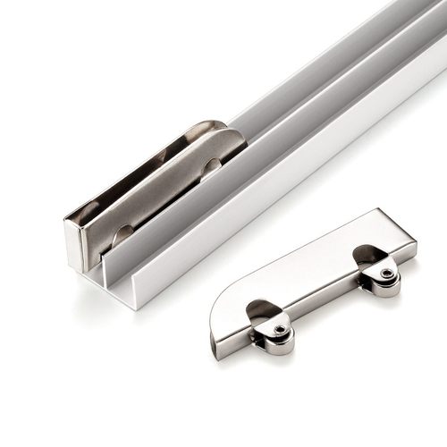 加厚5mm移门玻璃轨道双滑槽展示柜子书柜山字形轨道推拉玻璃滑道