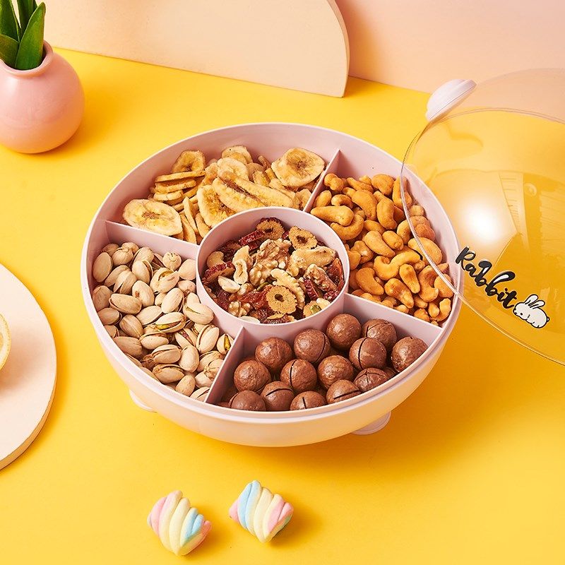 兔兔果盘客厅茶几零食摆放盘桌面干果收纳盒大容量分格零食摆放盘,收纳整理,桌面收纳盒,淘宝优惠券,粉丝福利购,淘宝优惠卷