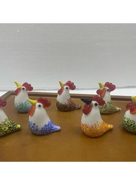 波波山陶瓷釉面大观园手工釉面鸡哒哒鸡咕咕鸡动物装饰桌面