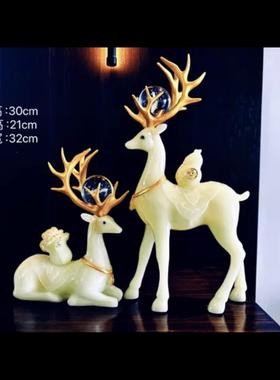 中式防玉招财鹿客厅电视柜入户玄关摆件创意家居饰品乔迁新居礼品