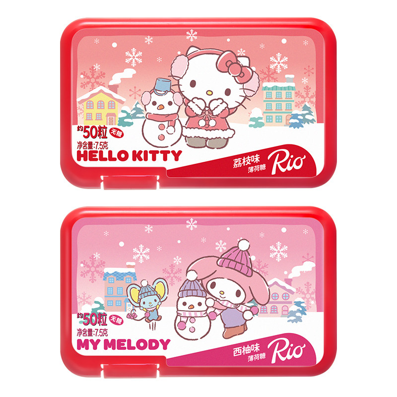 Rio三丽鸥冬日限定联名无糖薄荷糖 玉桂狗糖果零食清新口气口香糖