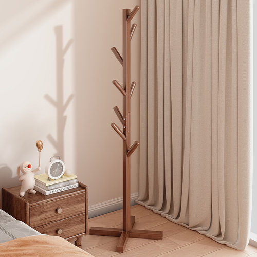 实木衣架落地衣帽架卧室家用挂衣架简易立式衣架挂衣杆室内挂包架