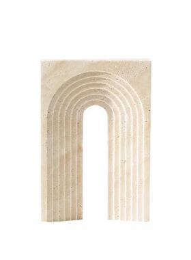 现代简约仿洞石几何造型树脂摆件样板房书房家居软装桌面家居饰品