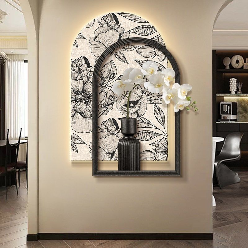 中古风餐厅装饰画法式复古客厅卧室挂画高级感玄关花卉发光壁灯画,家居饰品,氛围画/灯画,淘宝优惠券,粉丝福利购,淘宝优惠卷