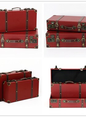 复古手提旅行箱摆件道具箱摆设 创意家装饰品家居摆饰仿古皮箱