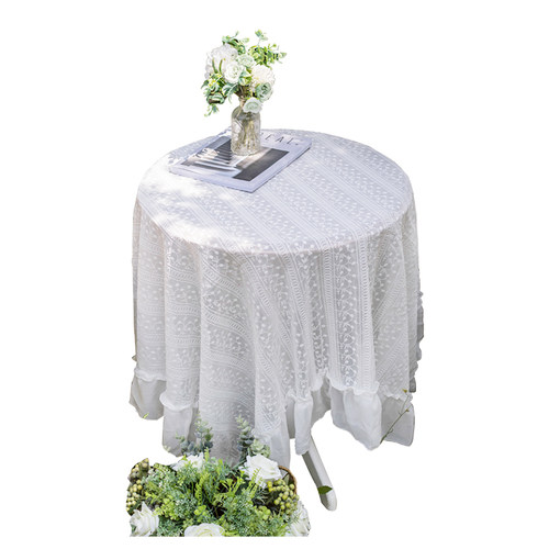 法式复古雪纺蕾丝刺绣桌布摄影背景布茶几微波炉盖巾少女心野餐布