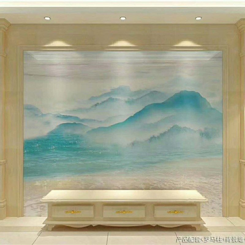 瓷砖背景墙 欧式客厅电视沙发背景墙 微晶石大理石玉石罗马柱背景