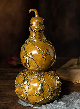 朱炳仁铜  福禄万代铜葫芦瓶 家居饰品装饰办公桌摆件 办公桌摆件