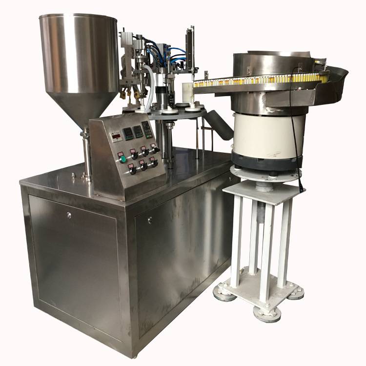 全自动灌装封尾机振动盘理管自动下管胶水药膏铝塑料管灌装封尾机