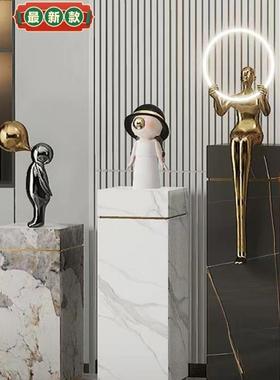 新款现代轻奢岩板花架家居客厅摆饰底座酒店会所展厅大理石展示台