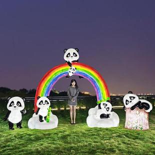 玻璃钢卡通熊猫雕塑商场景区商业街美陈装 饰网红拍照打卡动物摆件