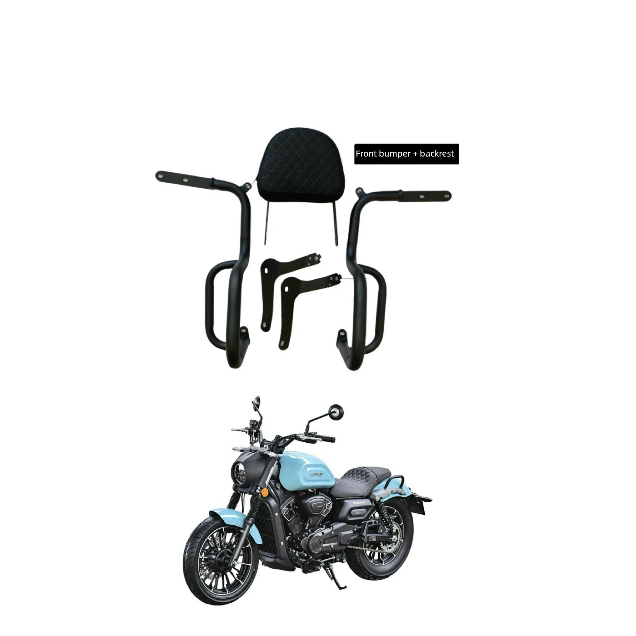 适用永源庄威V500威飚YY500-3摩托车改装保险杠护杠后靠背配件