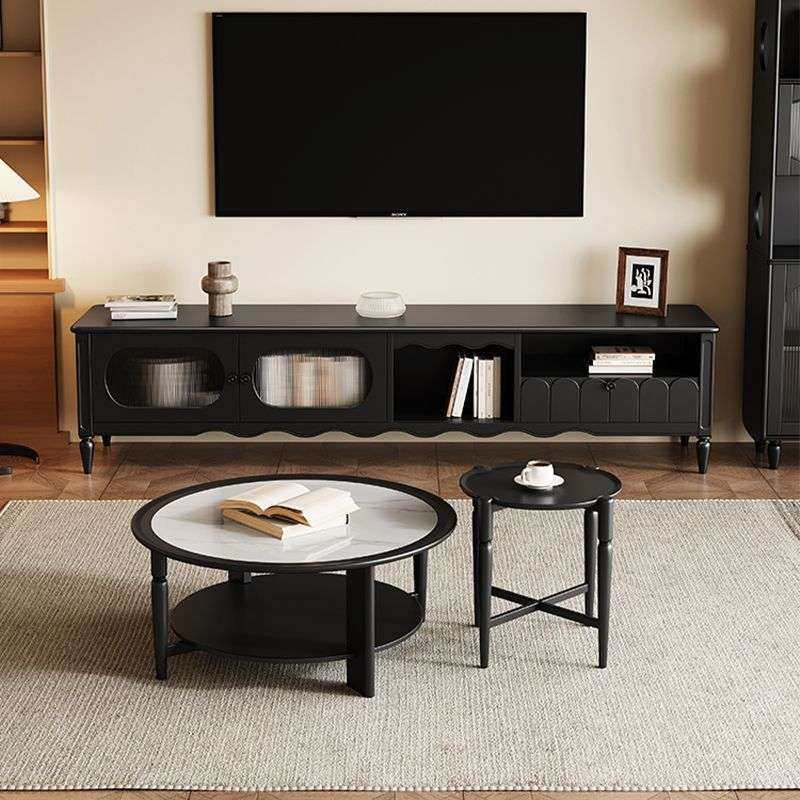 法式实木圆形岩板茶几中古风家用简约小户型客厅复古玻璃组合茶桌,电子元器件市场,其它元器件,淘宝优惠券,粉丝福利购,淘宝优惠卷