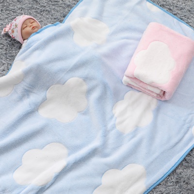 艾可馨法兰绒胶印毯子公室午睡毯儿童小毛毯被子人婴童云朵毯
