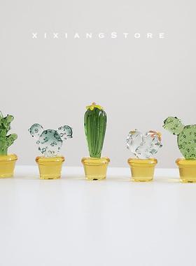 「西巷商店」手工制作仙人掌向日葵郁金香玻璃车载创意摆件装饰