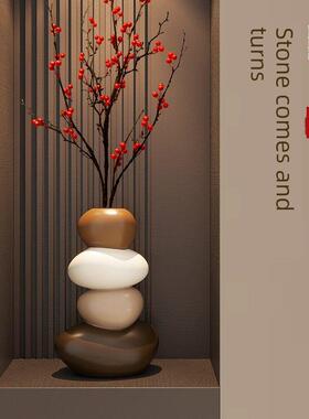 石来运转创意桌面花瓶摆件客厅玄关壁龛电视柜装饰品乔迁新居礼物