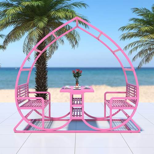 户外秋千椅庭院装饰品拍摄风景区景点民宿网红摆件饭厅情侣心形桌