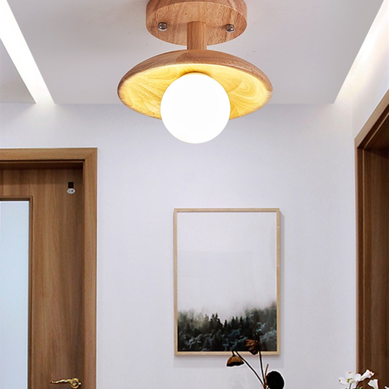 简约个性北欧原木风吸顶灯过道灯阳台灯走廊P玄关灯木质日式灯具