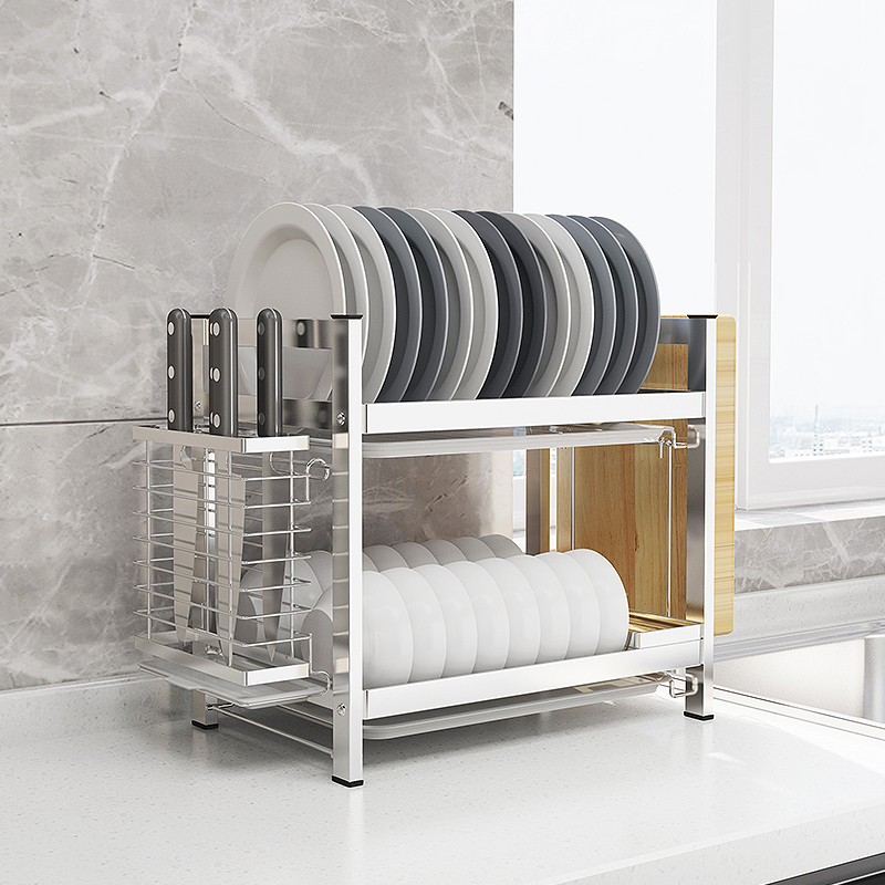 304不锈钢碗h架沥水架晾放碗盘碟子柜台面家用收纳盒厨房置物篮