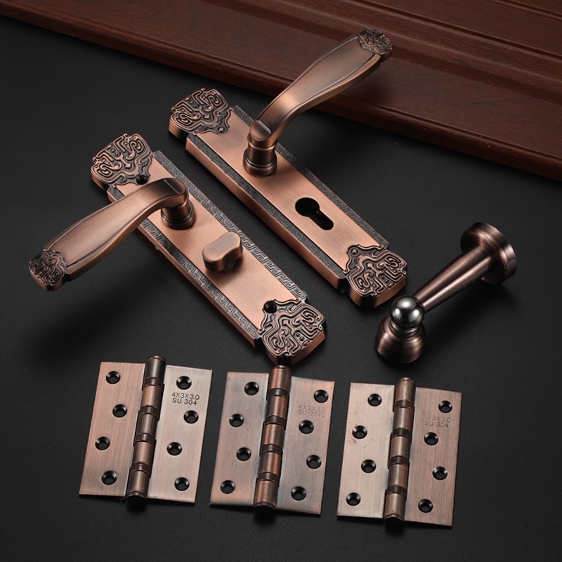 红古铜欧式房门锁合页门吸室内门卧室锁实把手静音执W手通用型锁